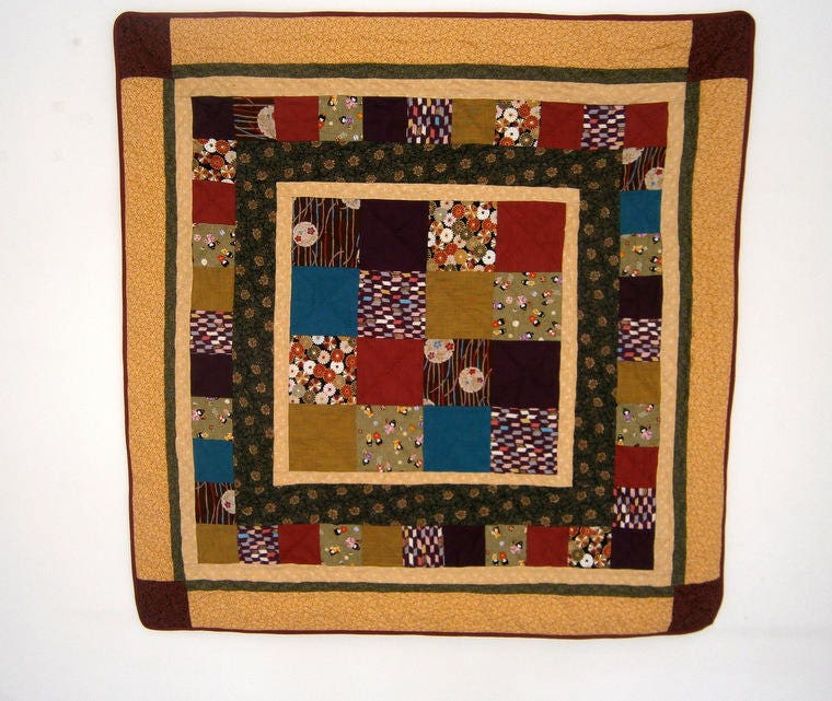 Plaid/Tenture Patchwork Aux Couleurs Automnales Fait Entièrement à La Main