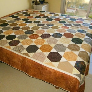 plaid, bedspread, quilt, patchwork, autumn colors, bedspread, for large double beds, handmade patchwork