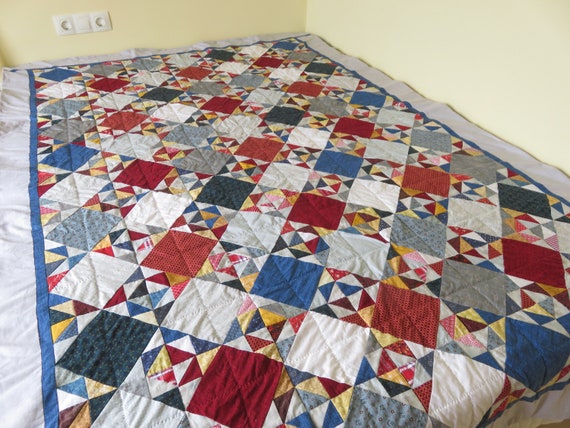 Couverture Couvre Lit Patchwork Entierement Fait Main Etsy Couverture Couvre Lit Patchwork Entierement Fait Main Etsy