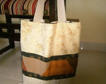 Tote bag , cabas ,grand sac en patchwork, doublé, réversible, fait main