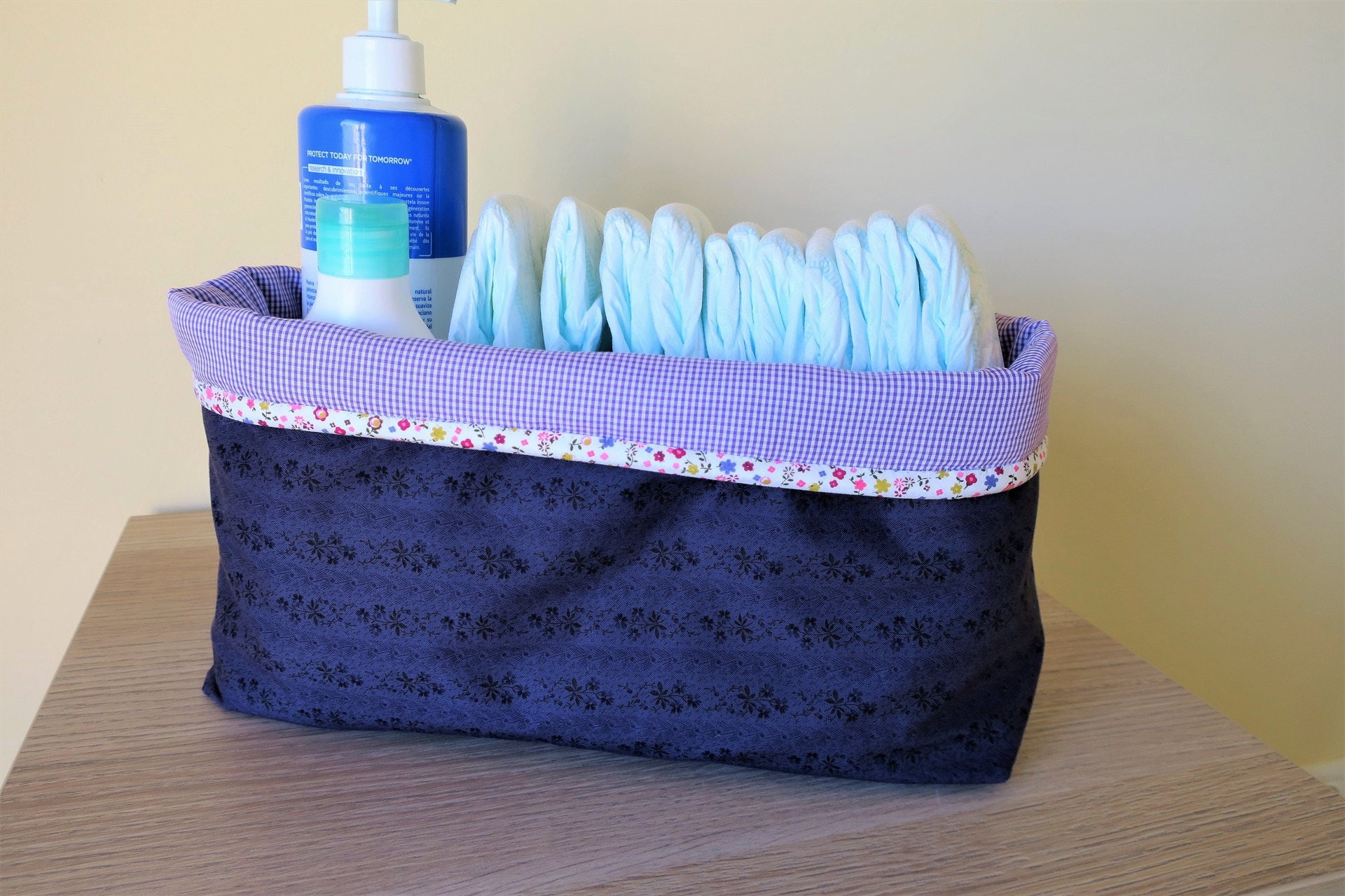 Panière, Corbeille, Panier de Jouets ou Couches, Violet, Réversible