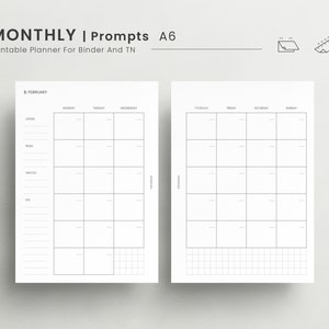 May include: A printable monthly planner with prompts for listening, reading, watching, and doing. The planner is designed for use in a binder or with a traveler's notebook. The planner is for February.