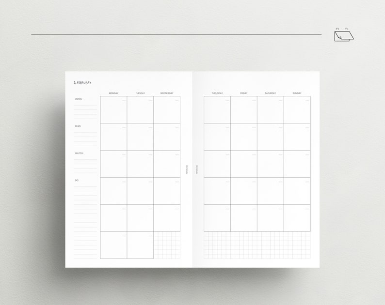 Monthly Half Letter Planner Insert Undated Month on Two Pages - Etsy