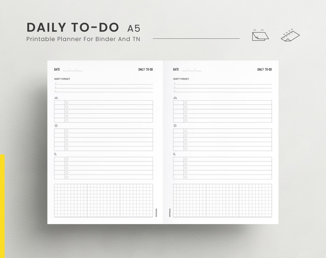 Daily To-do List A5 Planner Insert, Schedule Planner, Chores Checklist ...