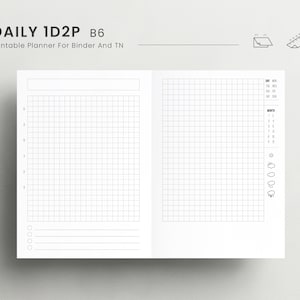 1 Day on 2 pages B6 planner Insert, Daily Journaling Pages, Hourly Schedule Planner PDF Printable Undated Day, Daily To Do list, 1D2P