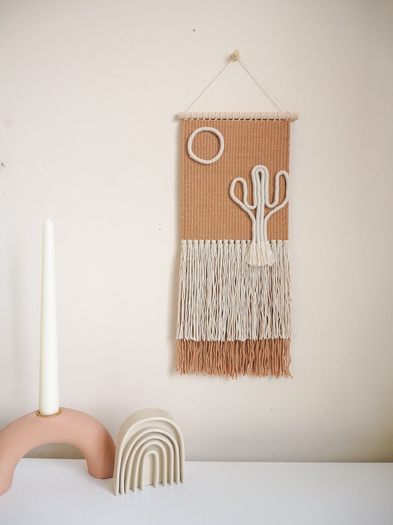 Desert Wall Hanging // Woven Wall Hanging // Boho Wall Hanging // Macrame Cactus // Desert Wall Art // Boho Home Decor image 1