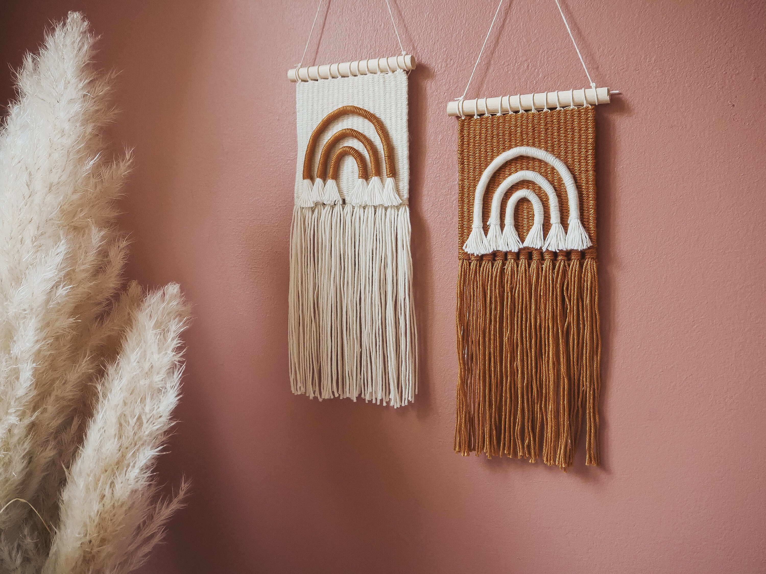 Mini Hauban Mural Boho // Design Arc-En-Ciel Abstrait Accrochage Tissé à La Main