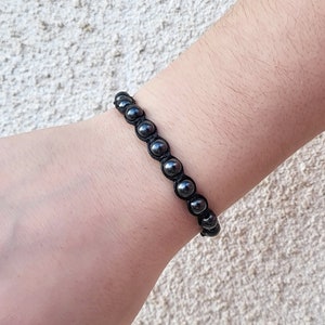 Mens Heatite Beaded Bracelet, Gemstone Beaded Macrame Bracelet, Boyfriend Gift for Valentine&#39;s