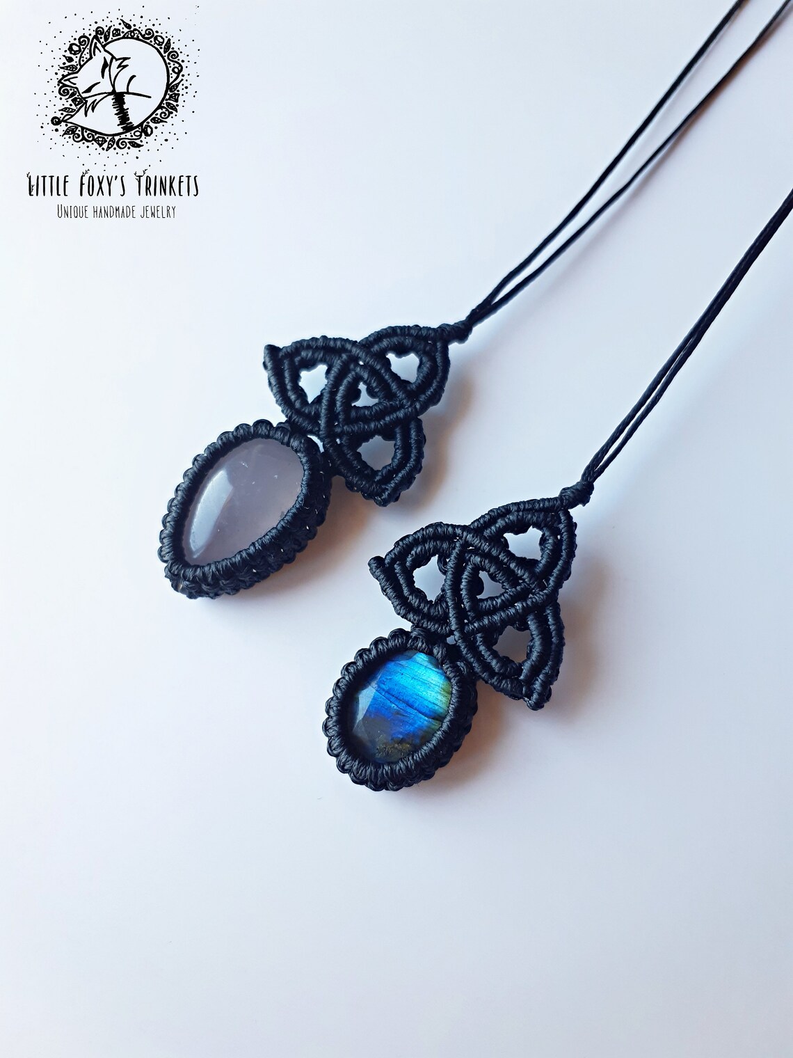 Macrame Celtic Knot Necklace With Labradorite / Celtic Etsy