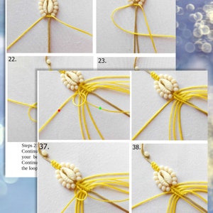 PDF Macrame Bracelet Fish tail with Seashell Tutorial / DIY Step by Step E-Book Micro Macrame Mermaid Tail Friendship bracelet image 5