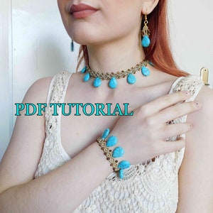 PDF Macrame Bracelet with Stones Tutorial / DIY Step by Step guide Macrame Jewely ~ Picture Guide Book