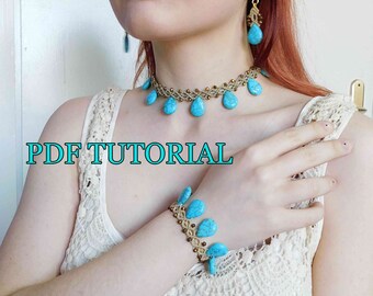 PDF Macrame Bracelet with Stones Tutorial / DIY Step by Step guide Macrame Jewely ~ Picture Guide Book