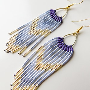 Miyuki Beaded Micro Macrame Earrings / Beaded Fringe Earrings ~ Miyuki Delica Earrings