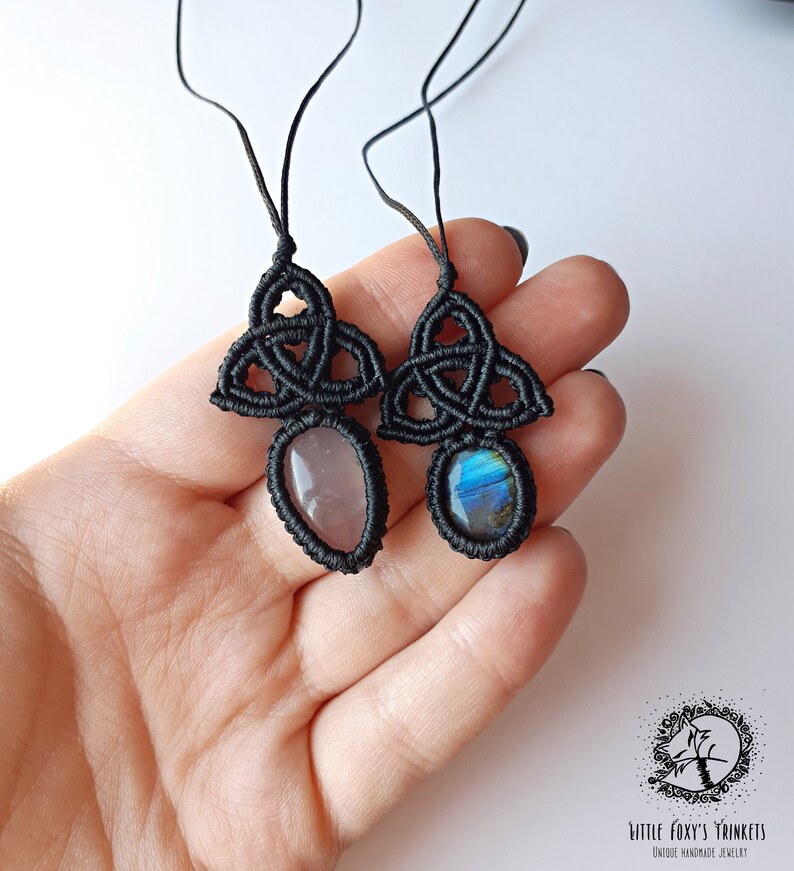 Macrame Celtic Knot Necklace With Labradorite / Celtic Etsy