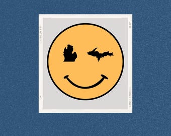 Michigan Smiley Sticker | Smiley Sticker | laptop stickers | Water bottle Sticker | Waterproof Stickers | Michigan Sticker