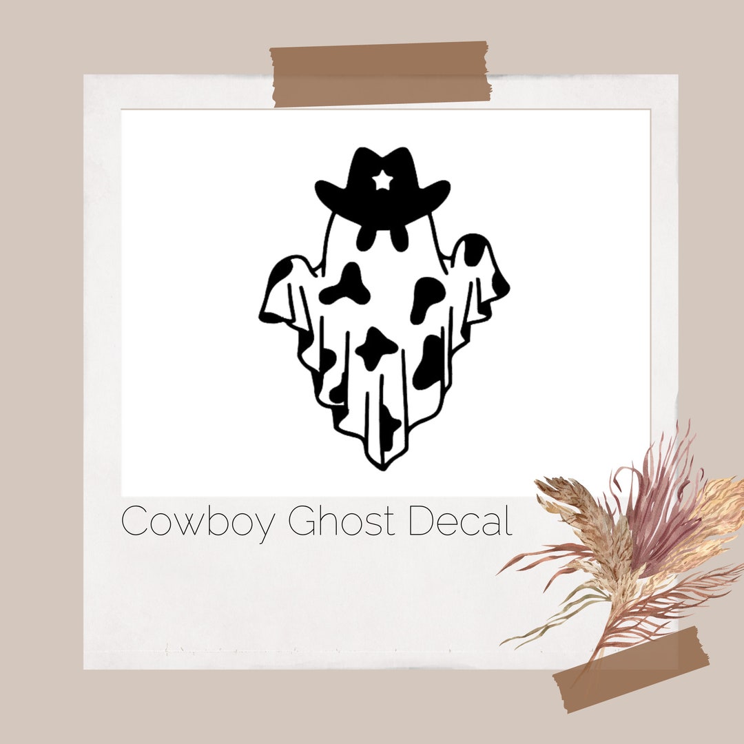 Cowboy Ghost Decal Cow Print Decal Cow Print Car Decal Laptop Decal