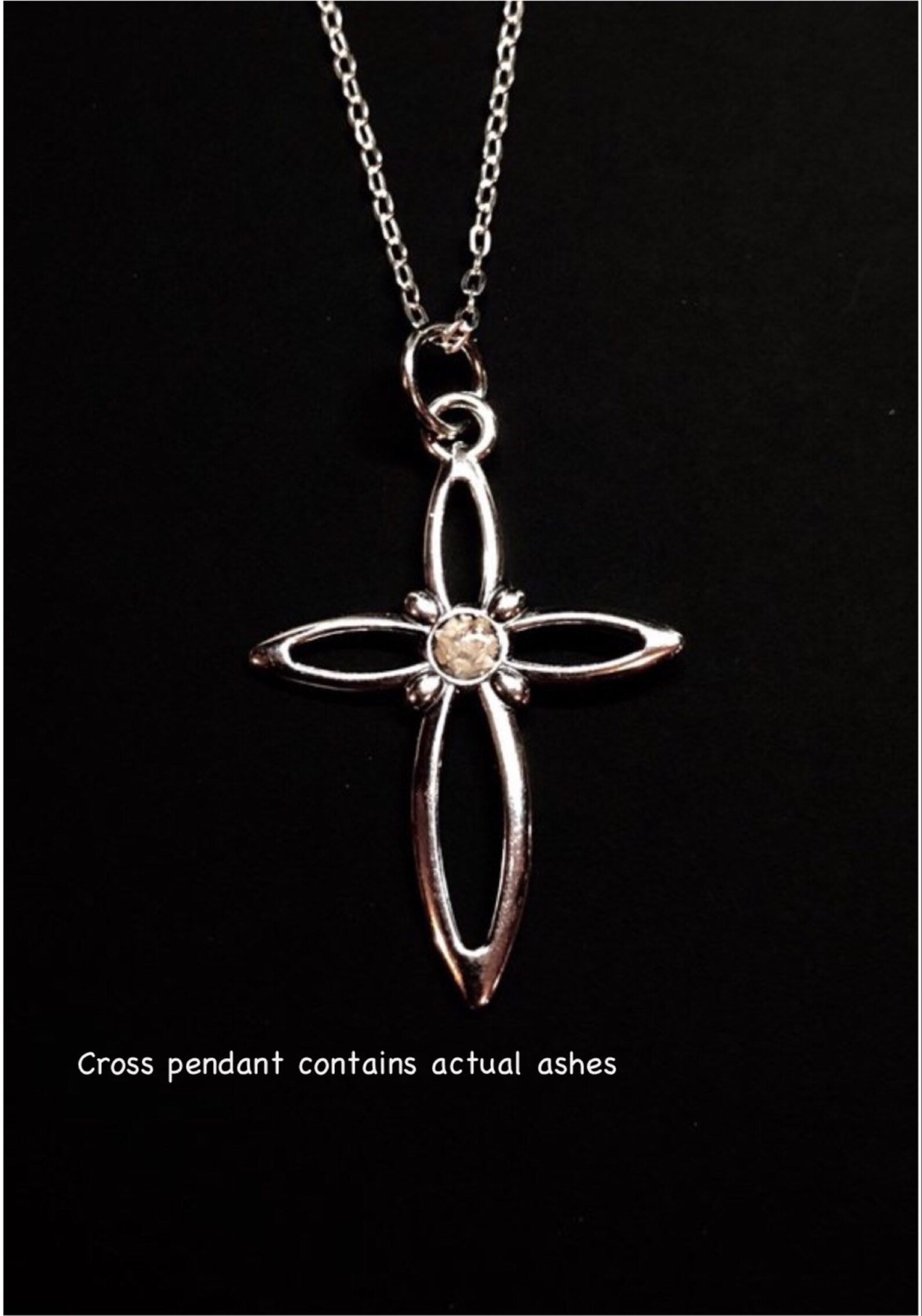 Cremation Ash Cross Sterling Silver Cross Pendant Cremation Etsy