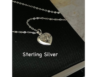 Sterling Silver Heart Cremation Necklace, Heart Pendant, Cremation Charm, Ash Necklace, Ash Jewelry, Pet Loss, Gold Heart Memorial Necklace,