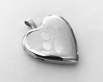 Sterling Silver Heart Paw Locket, Pet Paw Cremation Jewelry, Silver Pet Ash Locket, Ashes Jewelry, Pet hair, Pet Memorial,