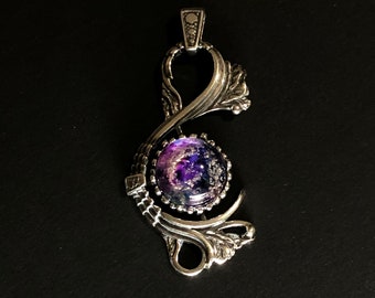 Sterling Silver Ashes Victorian Necklace, Sterling Memorial Ash Pendant, Memorial flower necklace, Ash Jewelry, Sterling, Pet Ash, Cremation