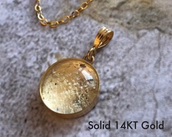 12mm Solid 14Kt Gold Memorial PENDANT, 14 KT Necklace Ashes, Gold Memorial Solitaire Pet Urn Heart, Cremation Jewelry, Pet Ash Urn, Ashes