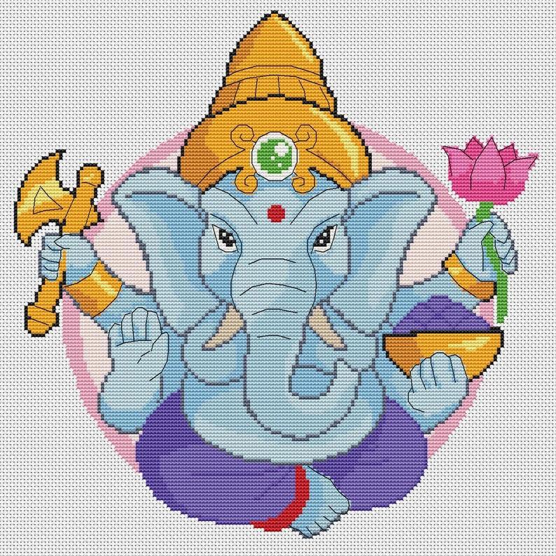Indian God Ganesha cross stitch Indian God pattern Indian God Etsy
