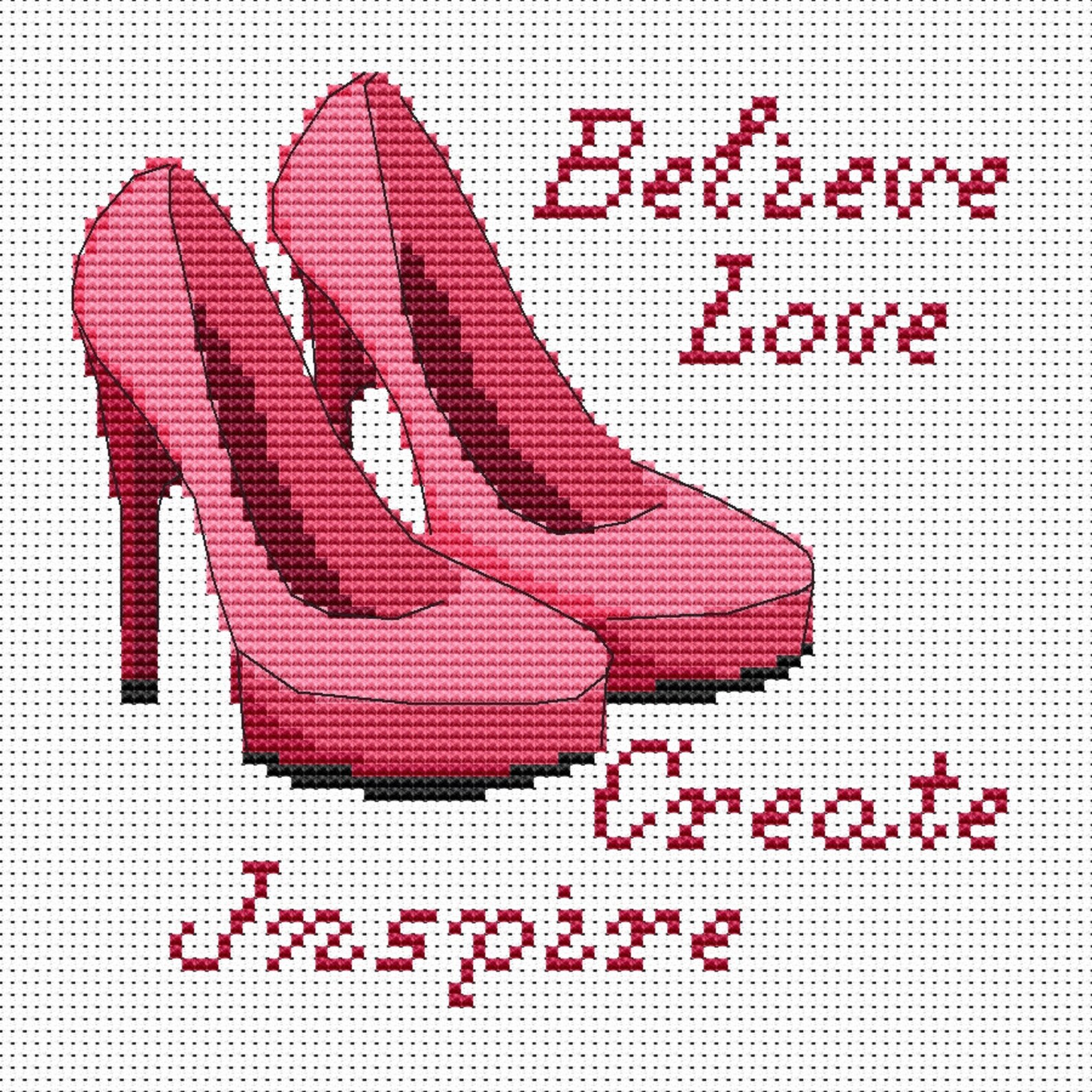 Shoes Cross Stitch Pattern Shoes Design Female Cross Stitch Etsy
