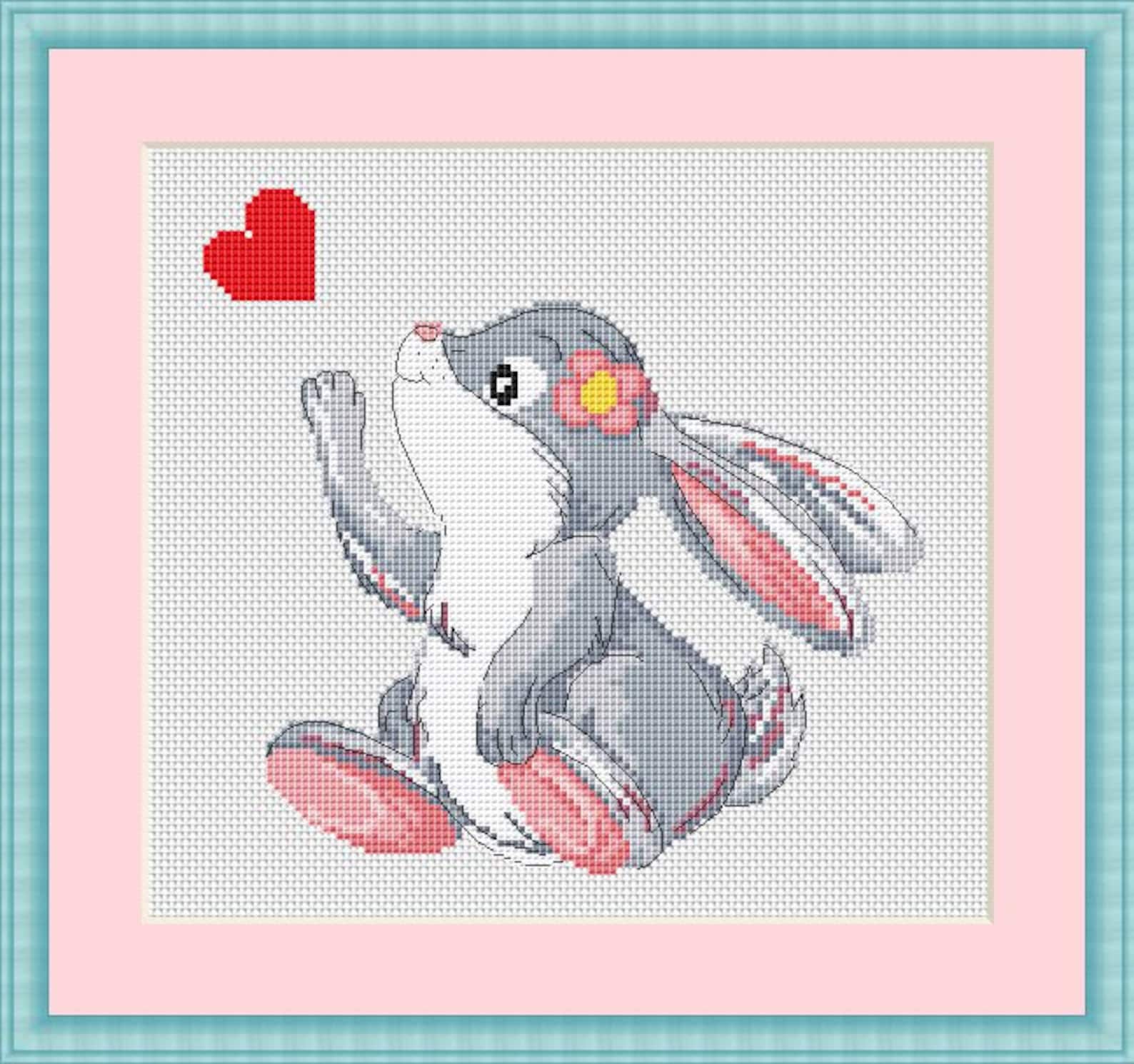 Rabbit cross stitch pattern Rabbit design cross stitch Rabbit Etsy