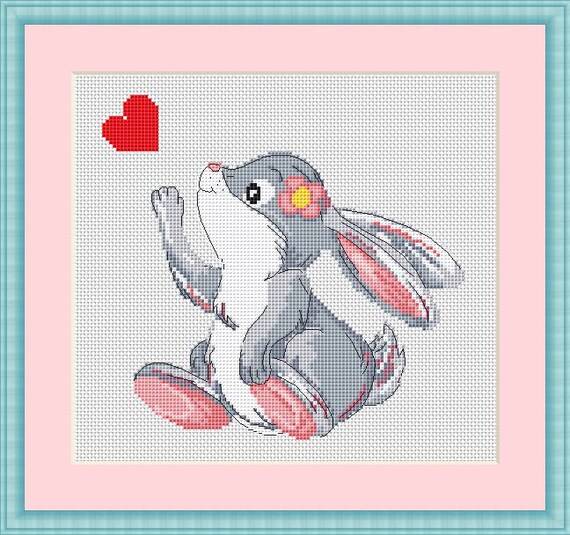 Rabbit cross stitch pattern Rabbit design cross stitch Rabbit Etsy