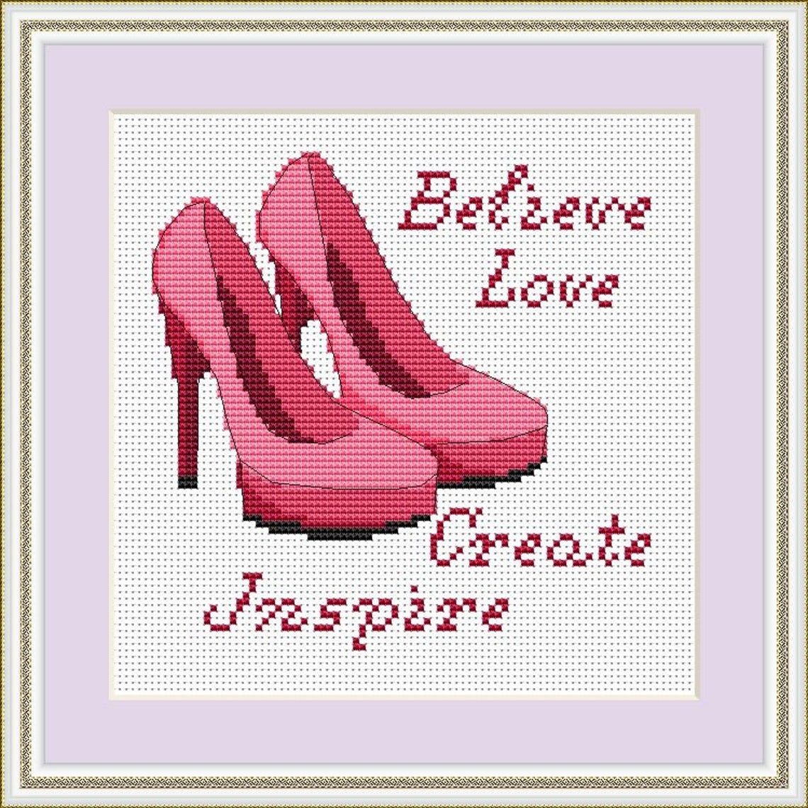 Shoes Cross Stitch Pattern Shoes Design Female Cross Stitch Etsy