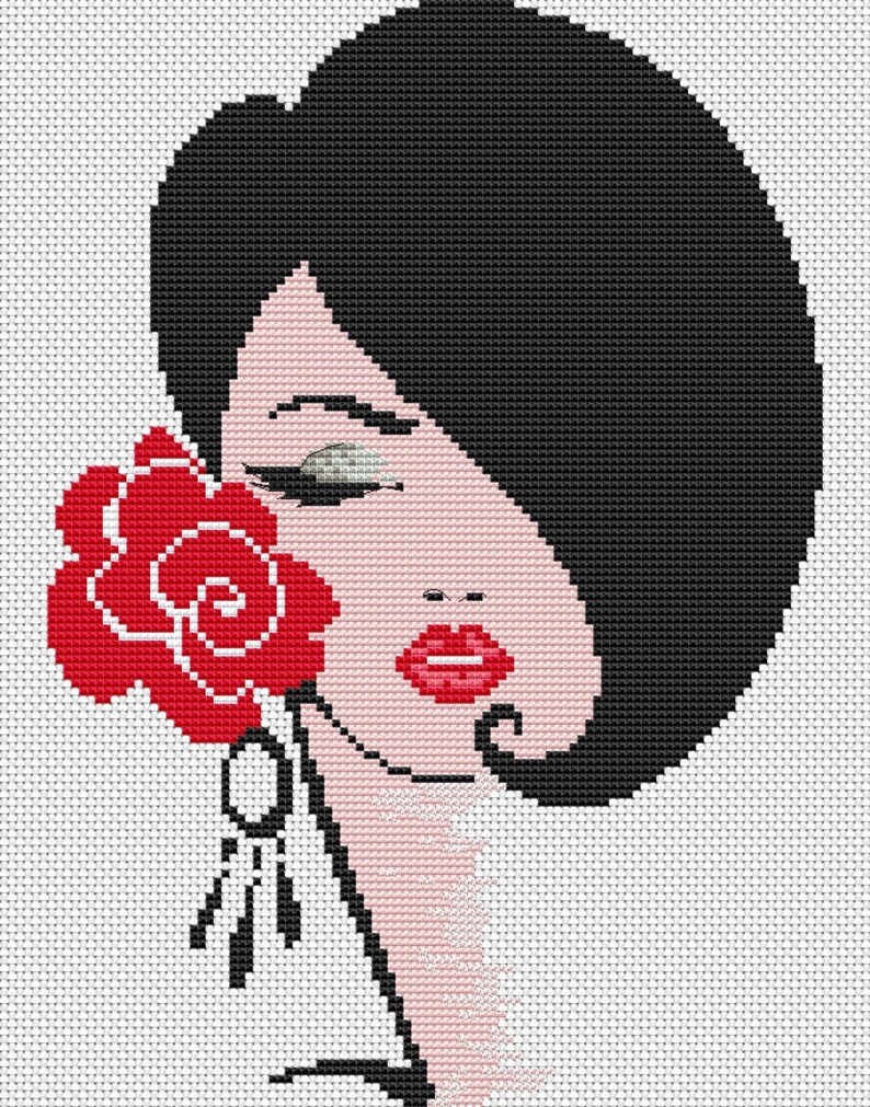 Lady Cross Stitch Pattern Lady Design Female Cross Stitch Lady Etsy
