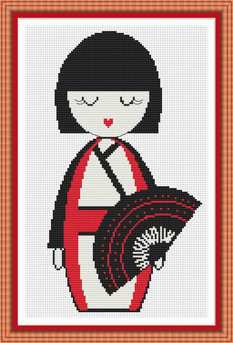 Japanese Geisha Cross Stitch Pattern Geisha Design Female Etsy New