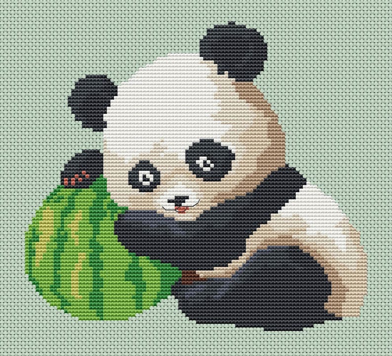 Sweet Panda cross stitch pattern Panda design Panda Bear cross Etsy