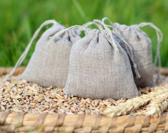 Gray natural linen gift bags, wedding gift bag, party favor bag, small linen bags, favor bags, linen sachet, linen pouch, rustic gift bags