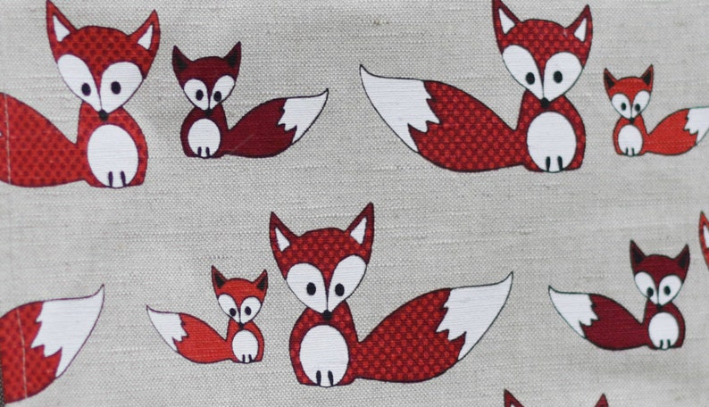 Funny handmade linen dinning placemats holiday cloth placematsfox motive20 width runnertable decorcustom placematsquilted placemats image 2