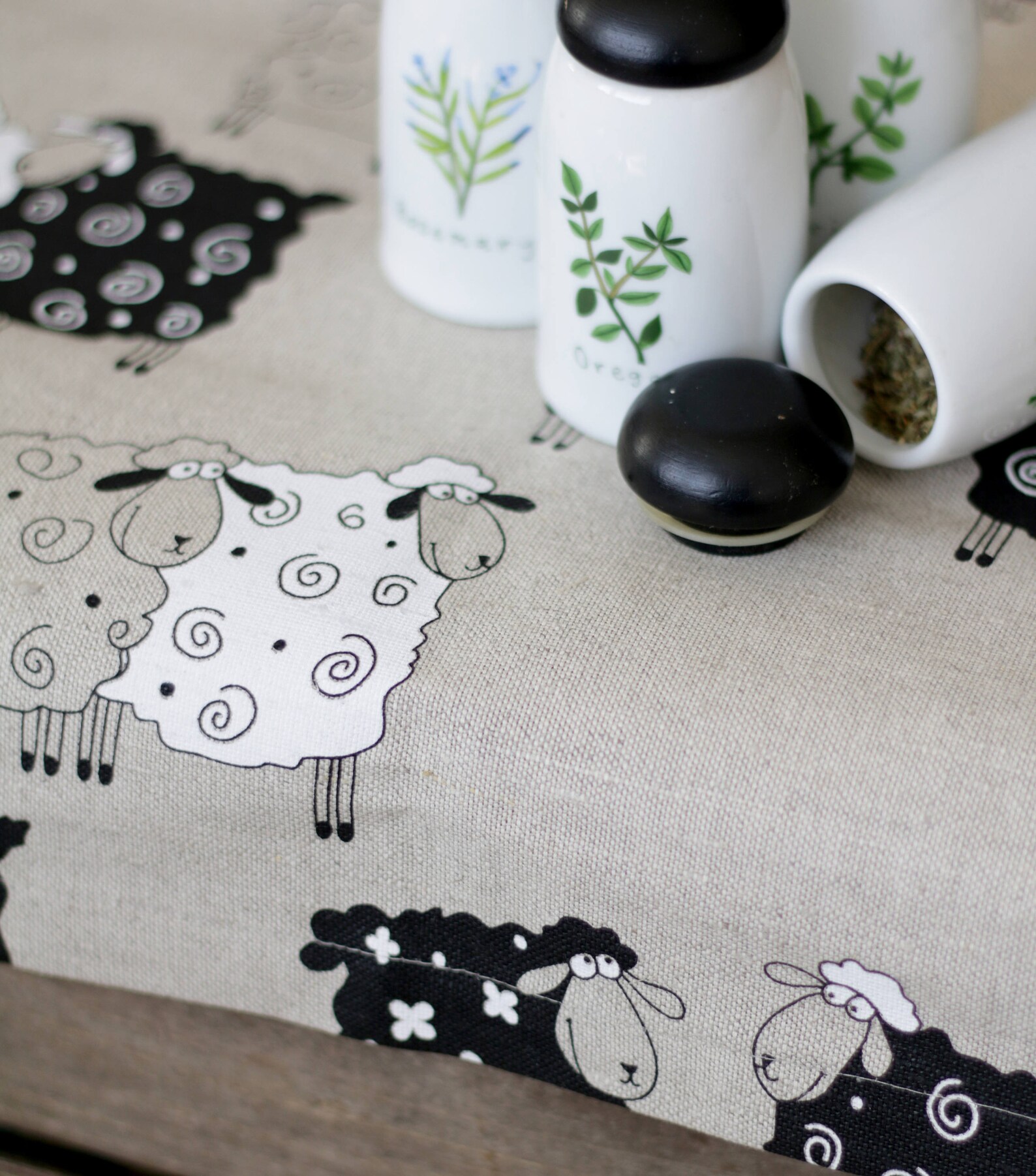 Gray Linen Placemats Sheep Designtable Servingkitchen Decorrustic