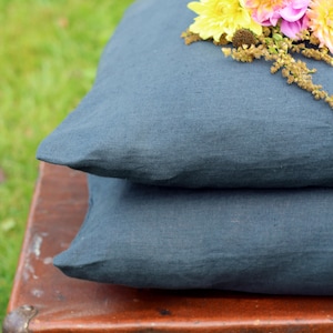 Set of 2 STANDARD and 24&quot; 26&quot; 28&quot; 30&quot; Charcoal gray stone washed linen pillow covers/flax/ linens/custom pillow cover/ bedroom/ pillow cases