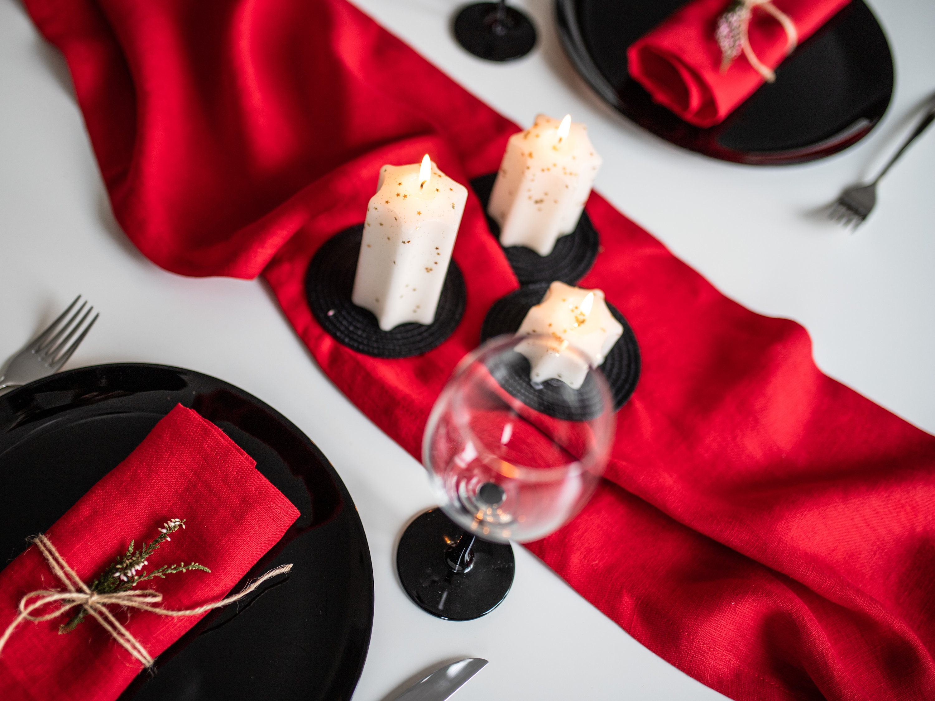 Red Washed Linen Napkins, Red Wedding Cloth Napkins, Boho Wedding