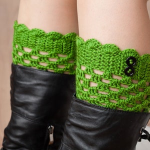 Crochet handmade boot cuffs/ GREEN cuff/ crochet leg warmers/ boot topper for  women teen girls