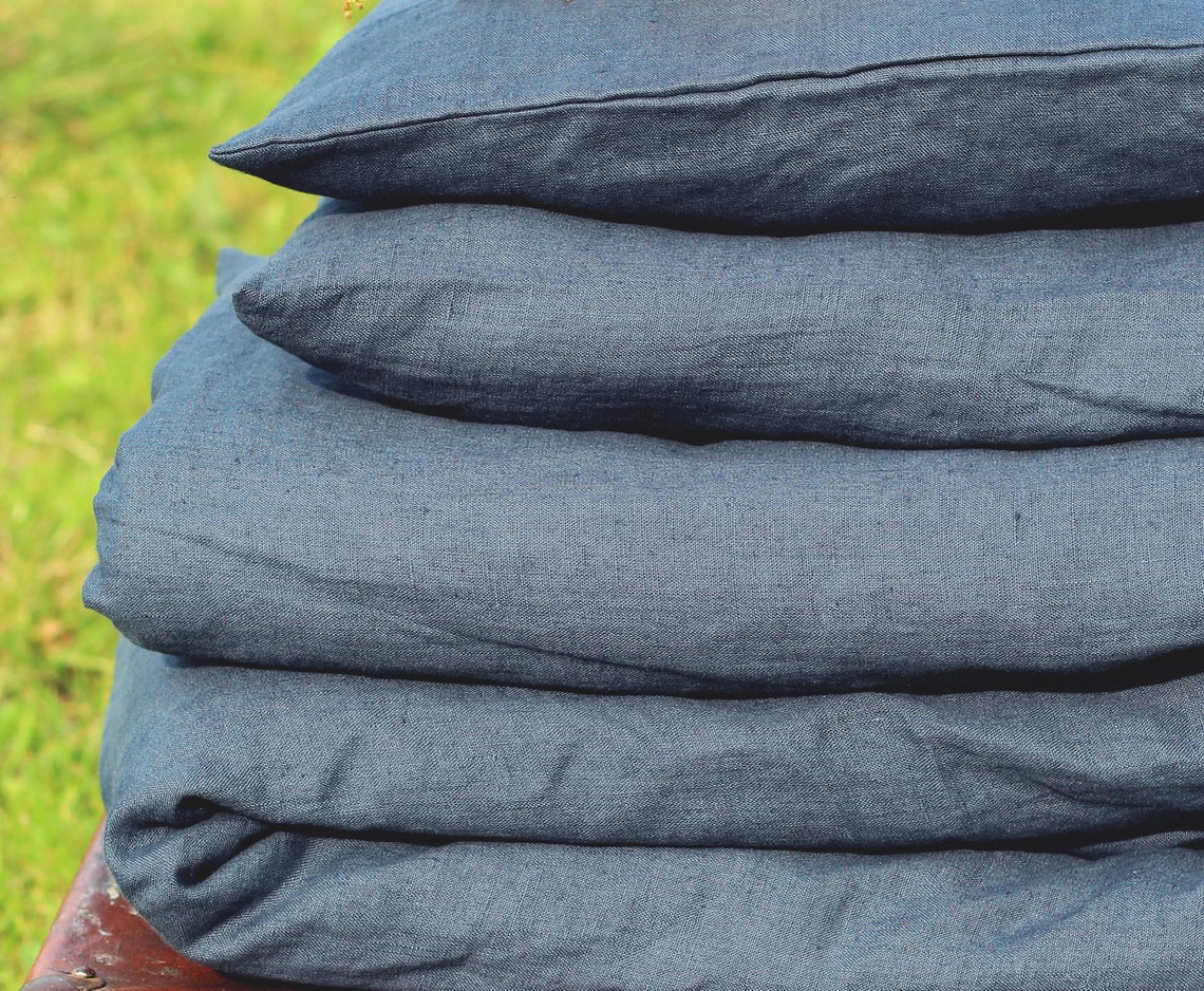 Charcoal gray linen bed setKing size beddingnatural Etsy