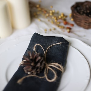 Black linen tablecloth, black napkins, napkins 12&quot; 14&quot; 16&quot; 18&quot; 20&quot;, washed linen napkins, Wedding napkins, kitchen napkins, dinner napkins