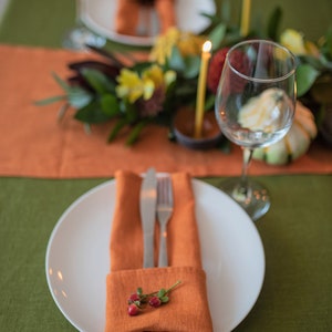 Burnt orange linen napkins, dinner cloth napkin, cloth napkins Thanksgiving, eco friendly flax napkins, orange fall wedding table napkin