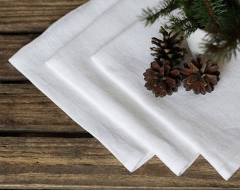 WHITE Linen napkins, Wedding table napkins, Holiday white napkins, Dinner table napkins, Restaurant linen napkins, Eco friendly cloth napkin