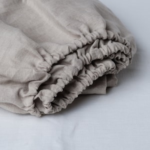 Gray fitted stone washed linen sheets, bed sheets, sheet linen, linen bed sheet, king sheets, queen sheet, full sheets, gray fitted sheet