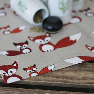 Funny handmade linen dinning placemats holiday cloth placematsfox motive20 width runnertable decorcustom placematsquilted placemats image 3