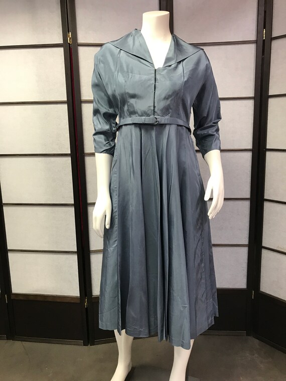 40s Vintage Lovely Blue Dress with Belt