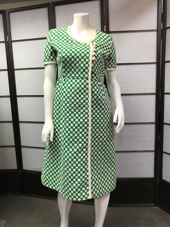 60s Vintage Amazing Teal Traina New York Polka Dot