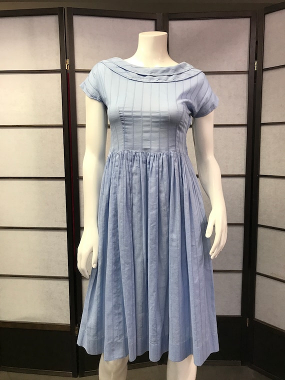 50s Vintage Lovely Petiteen Blue Dress