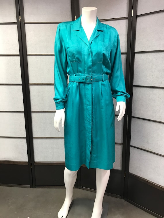 80s Vintage Leslie Fay Lovely Green Dress
