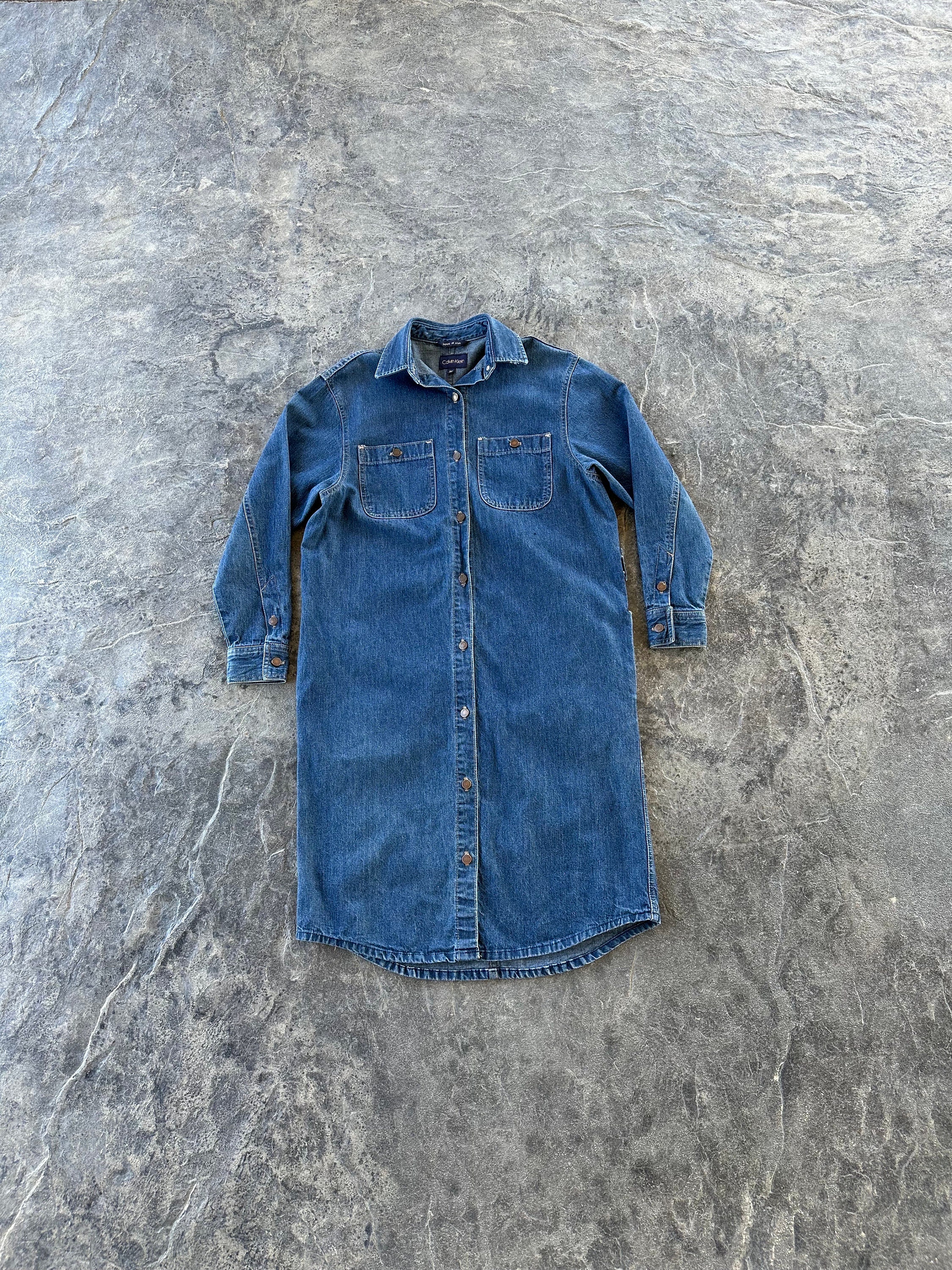 Calvin Klein Long Sleeve Button Down Denim Shirt Dress Blue 90s Vintage  Medium - Etsy